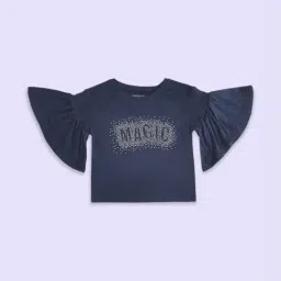Pantaloons Junior Navy Cotton Embellished T-Shirt-image-13