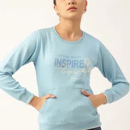 Monte Carlo Women Blue Printed Cotton Sweatshirt-picture-22