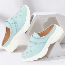 Fausto Women's Sky Blue Mule Shoes-image-3