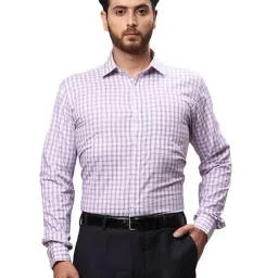 Park Avenue Light Violet Slim Fit Check Cotton Shirt-image-28