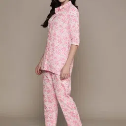 Anubhutee Pink Cotton Floral Print Shirt With Pyjamas-picture-19