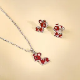 GIVA Girls Silver Bamby Kids Jewellery Set-picture-6