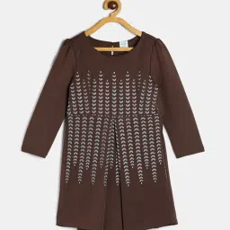 MINIKLUB Kids Brown Printed Full Sleeves Dress-picture-12