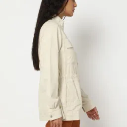 GAP Beige Cotton Solid Long Sleeves Jacket image 3