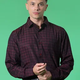 V-Mart Regular Fit Tartan Checks Checked Spread Collar Formal Shirt image 3