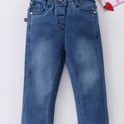 Babyhug Full Length Washed Denim Jeans - Blue-picture-22