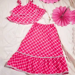 stylobug Stylo BugSleevelessChecked & Gota Lace Embellished Choli With Coordinating Lehenga- Pink-picture-15