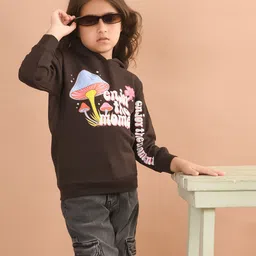 Lilpicks Couture Full Sleeves Enjoy The Moment Text Printed Hooded Sweatshirt - Brown-picture-23