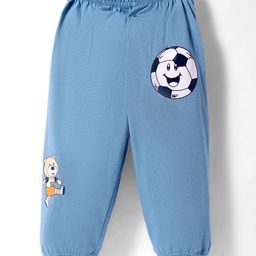 Tango Single Jersey Knit Full Length Bear & Football Printed Lounge Pant - Light Blue-picture-36