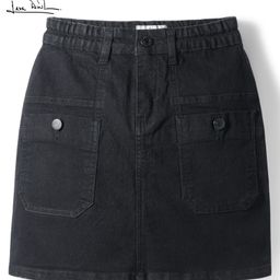 arias by lara dutta Arias Cotton Woven Denim Washed Skirt With Patch Pocket - Black-picture-29