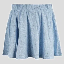Charm n Cherish Cotton Blend Knit Floral Printed Skirt - Blue-picture-26
