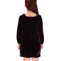 Cutecumber Full Sleeves Sequin Embellished & Bow Applique Detailed Dress - Purple image 3