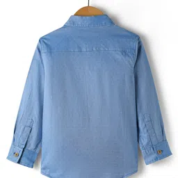 kookie kids india Kookie Kids Cotton Woven Full Sleeves Solid Color Party Shirt - Blue image 2