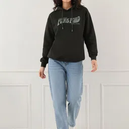 Mast & Harbour Women Typography Printed Hooded Sweatshirt-picture-24