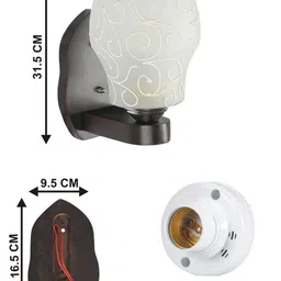 1ST TIME White & White Printed Wood Traditional Frustum Shaped Wall Lamp image 2