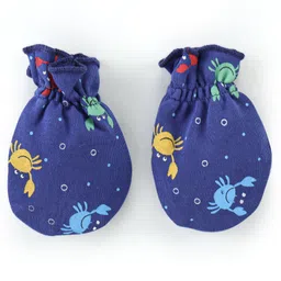 Babyhug 100% Cotton Cap Mittens & Booties Crab Print Navy Blue-Diameter 11.5 cm image 3