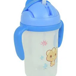 Chinmay Kids Soft Straw Anti Slip Feeding Sipper with Fruit Feeder & Soother - Blue & Yellow image 3
