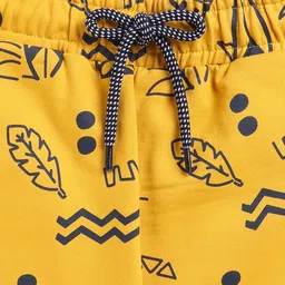 Kidcity Cotton Loop Beach Theme Printed Shorts - Mustard image 4