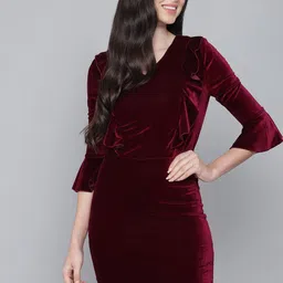 VAARARO Women Bell Sleeves Sheath Dress-picture-13