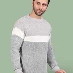 Jinfo Women Striped Woollen Round Neck Long Sleeves Pullover image 2