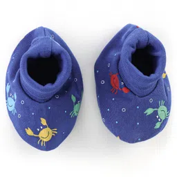 Babyhug 100% Cotton Cap Mittens & Booties Crab Print Navy Blue-Diameter 11.5 cm image 4