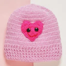 MayRa Knits Hand Knitted Woven Pack Of 2 Animal & Heart Designed Caps - Purple & Blue - Circumference - 25 Cms image 4