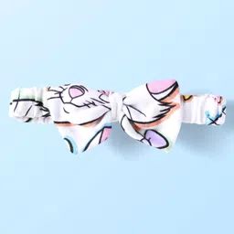 Babyhug Disney Interlock Knit Frill Sleeves Romper With Aristocats Marie Graphics & Headband - White image 5