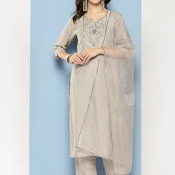BAESD Women Ethnic Motifs Embroidered Kurta with Trousers & Dupatta-picture-42
