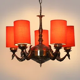 Devansh Orange & Gold-Toned Cylinderical Shaped Ceiling Lamp image 5