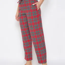 Clovia Red Cotswool Comfort fit Checks Sleepwear Robes image 3