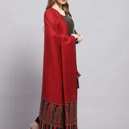 Monte Carlo Women's Maroon Self design Shawl image 3