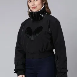 showoffff SHOWOFF Black Regular Fit Puffer Jacket image 3
