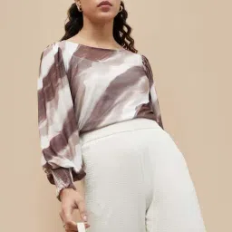 Code by Lifestyle Brown & White Printed Top-picture-18