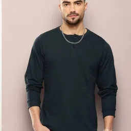 Dillinger Blue Cotton Regular Fit Solid T-Shirt image 3