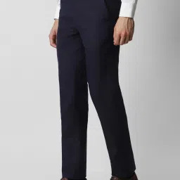 Van Heusen Navy Slim Fit Checks Trousers image 3