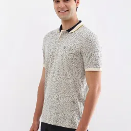 Allen Solly Beige Cotton Regular Fit Printed Polo T-Shirt image 3