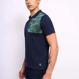 Lee Navy Cotton Slim Fit Printed Polo T-Shirt image 3