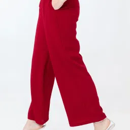 Zink London Red High Rise Flared Pants image 3