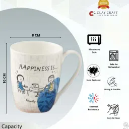 Clay Craft Oxford Delight Multicolor Ceramic Coffee & Milk Mugs (300ml) - Set of 4 image 3