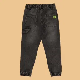 Pantaloons Junior Boys Jet Black Washed Track Bottoms & Joggers image 3