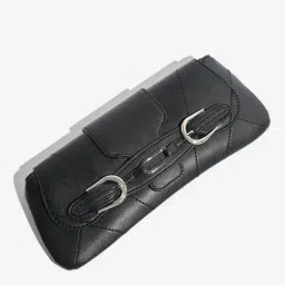 Westside Black Buckle Strap-Detailed Baguette Bag image 1