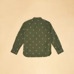 Pantaloons Junior Olive Printed Cotton Regular Fit Shirt image 2