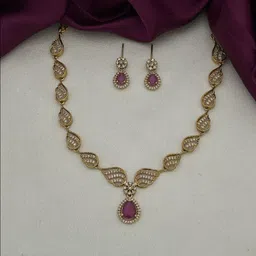 Rujve Jewellery Gold-Plated Stone-Studded Jewellery Set image 1