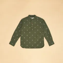 Pantaloons Junior Olive Printed Cotton Regular Fit Shirt image 3