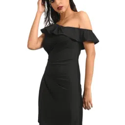 ATTIC SALT Black One Shoulder Dress-image-0