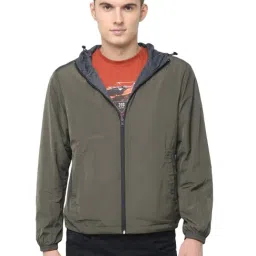 Basics Olive Comfort Fit Hooded Jacket-picture-19