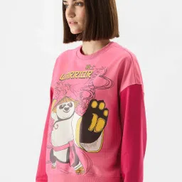 The Souled Store Pink Cotton Printed Sweatshirt image 3