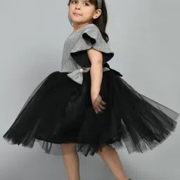 Bella Moda Girls Silver & Black Shimmer Dress image 3