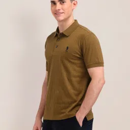 U.S. Polo Assn. Brown Cotton Slim Fit Logo Printed Polo T-Shirt image 3