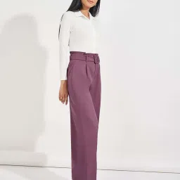 Styli Purple Plain Trousers image 3